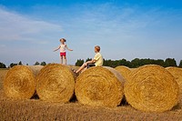 Children Playing on Corn Bales, Estonia