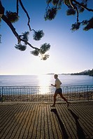 Man jogging. Beaulieu sur mer, Alpes-Maritimes, French Riviera, Provence-Alpes-Cote d´Azur, France