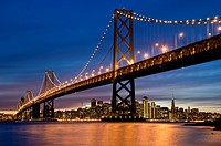 San Francisco Bay Bridge at night, California, USA