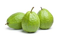 Whole fresh guava fruit on white background