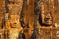 Face-towers  Upper terrace  Bayon Temple  Angkor Siem Reap town, Siem Reap province  Cambodia, Asia.