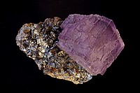 Fluorite CaF2 calcium fluoride on Sphalerite ZnS zinc sulfide - Elmwood Mine - Smith County - Tennessee - USA - Fluorite is a source of fluorine-used ...