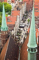 View on old town of Gdansk from tower of St  Mary´s Church