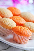 fresh cupcake with vanilla and orange