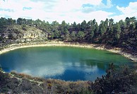 Circular lake. Cañada del Hoyo, Cuenca province, Castilla La Mancha, Spain.
