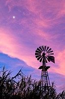 Wind wheel at dusk, Namibia