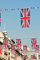 Union Jack Flags along Regent Street to Celebrate the Royal Wedding,London,England