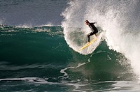 surfer by becoming a re-entring in Paul do Mar in Madeira