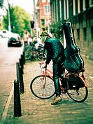 musician in a street  Amsterdam, Holland, Netherlands, Europe