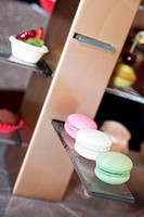 Macarons and other French style desserts as welcome gift display in the hotel room of Hotel Sofitel Macau at Ponte 16, Macau, China