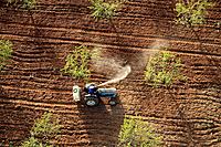 aerial view tractor spraying insecticide 2