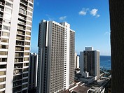 High-density hotels of Waikiki Beach, Honolulu, Hawaii, USA  No PR