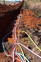Fibre optic cable being installed alongside the 600km N3 highway between Johannesburg and Durban in South Africa
