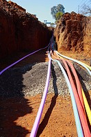 Fibre optic cable being installed alongside the 600km N3 highway between Johannesburg and Durban in South Africa
