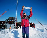 The Glaciological Society drilling ice core samples from Langjokull Glacier, Iceland