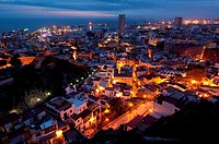 Night view of the city of Alicante from Santa Barbara Castle  Alicante province, Valencian Community, Spain, Europe