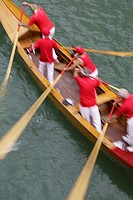 Rowboat during the Vogalonga competition, Venice 2007, Italy