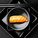 Salmon sushi on plate