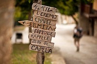 Signs in the village of Riego de Ambros along the Camino de Santiago