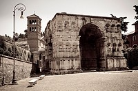 Arch of Janus, San Giorgio in Velabro, and Lamp, Rome, Italy