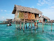Scene of Bajao stilt village, Omada island, Semporna, Sabah, malaysia, borneo.