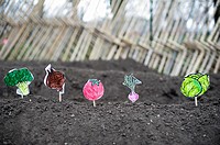 Paper vegetables planted by first grade students at the newly opened Urban Farm at the Battery in lower Manhattan in New York  The Urban Farm occupies...