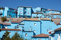 Juzcar in blue, in the Serrania of Ronda. Málaga province