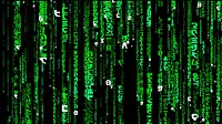 digital enhancement - matrix digital rain or falling green code - inspired by matrix movie and redpill screensaver - editorial use only