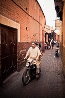 Man driving a motorcycle, Marrakech, Morocco