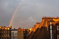 Rainbow on the london buildings in the afternoon