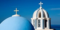 Church Dome and Bell Tower Firostefani Santorini Cyclades Islands Greece