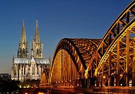 View of Hohenzollern Bridge and Cathedral, Cologne, Germany