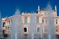 Opera House with fountains in the city of Odessa, Ukraine