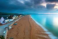 View along sandy beach in Torcross, South Devon, England, UK, Europe