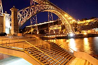 Dom Luis I bridge at dusk Porto Portugal