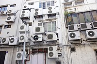 Air conditioning units outside a commercial building in Boat Quay  Singapore