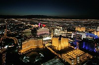 Aerial tour, Las Vegas at night, Nevada, USA