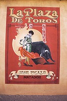 Matador painted poster on a film set wall in Tucson