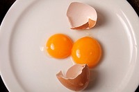 Double Yolked Eggs on a plate
