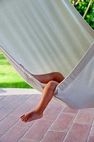Small child leg over hammock