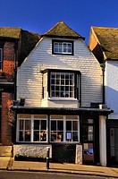 street scene showing old medieval buildings, in historic citidel ,in five cinque port, Rye, East Sussex, England, UK , Europe