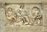 Ara Pacis Augustae Panel depicting Tellus, Mother Earth, or according to a different interpretation, Venus, Aeneas´ divine mother  Rome, Italy