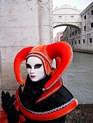 Masked woman in Carnival or Carnevale in Venice Italy