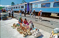 Tarahumura Indians in front of Chihuahua al Pacifico Train = CHEPE, Divisadero,Barranca del Cobre