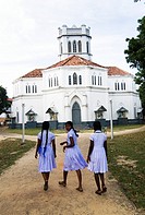 Tamil girls walking to their school in Jaffna, Sri Lanka