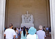 Tourists visit the Lincoln Memorial in Washington, DC