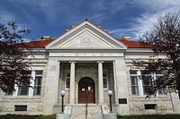 The Lee Library, Lee, Massachusetts, was built out of marble quarried from the town in 1907, and was financed in part by a donation from Andrew Carneg...