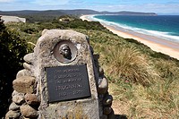 Memorial plaque to Truganini, claimed to be the last full-blooded Aboriginal  Tasmanian Bruny Island, Tasmania, Australia