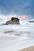 Cornish seascape shot in twilight  Motion blur in water