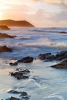 Cornish seascape shot at sunset  View to Stepper Point